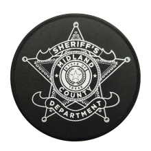 High Quality Custom Cheap Embroidered Logo Round Black White Star Image Embroidery patch for clothing